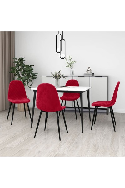 Concept Καρέκλες κουζίνας, 4 τεμ., κόκκινο κρασί, Βελούδο