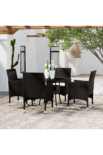Concept Set de mobilier pentru grădină, 5 piese, negru, poliratan