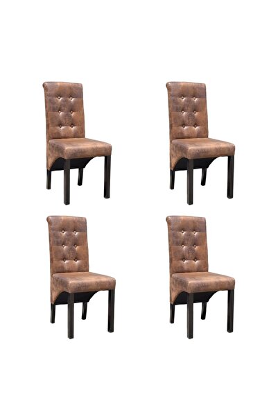 Concept Καρέκλες κουζίνας, 4 τεμ., καφέ, οικολογικό Δερμάτινο