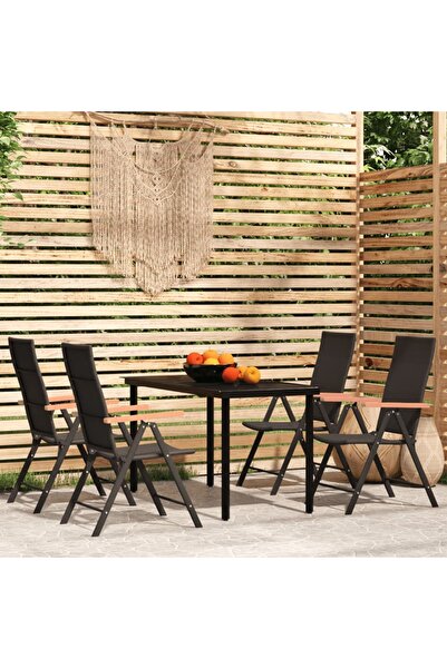 Concept Set de mobilier pentru grădină, 5 piese, negru