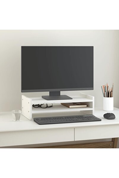 Concept Βάση οθόνης, λευκή, 50x27x15 cm, μασίφ ξύλο πεύκου