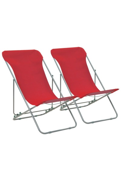 Concept Scaune de plajă pliabile, 2 buc., roșu, oțel și țesătură oxford