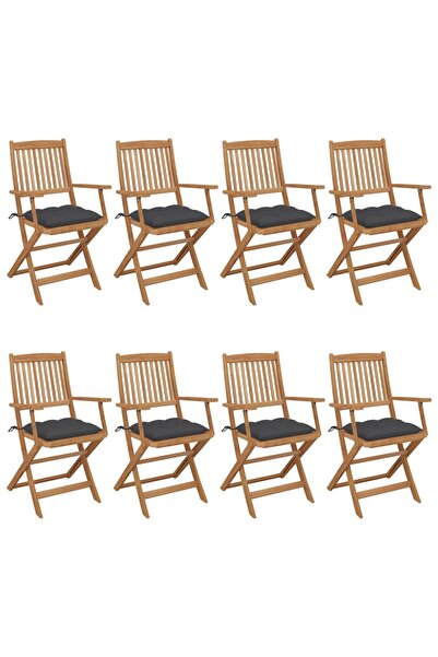 Concept Πτυσσόμενες καρέκλες κήπου με μαξιλάρια, 8 τεμ., από μασίφ ξύλο ακακίας