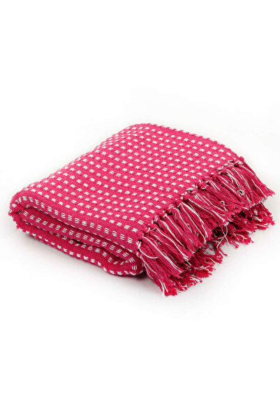 Concept Decorative Blanket with squares, Cotton, 160 x 210 cm, pink