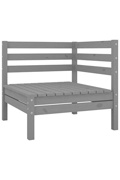 Concept Γωνιακός καναπές κήπου, γκρι, από μασίφ ξύλο πεύκου