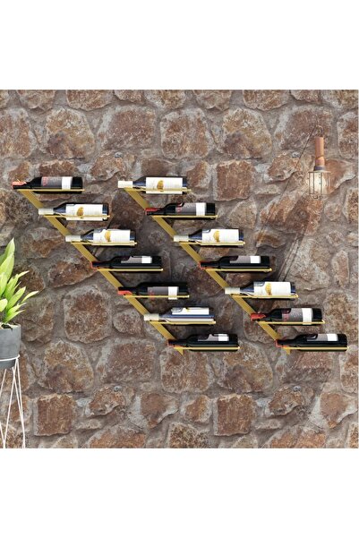Concept Suport sticle vin montat pe perete,2 buc.,7 sticle,auriu, metal