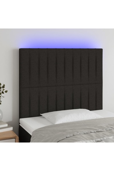 Concept Tăblie de pat cu LED, negru, 100x5x118/128 cm, textil