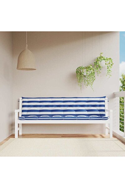Concept Μαξιλάρια πάγκου, 2 τεμ., μπλε και λευκές ρίγες, 200x50x7 cm, ύφασμα