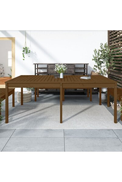 Concept Τραπέζι κήπου, μελί καφέ, 203,5x100x76 εκ., μασίφ ξύλο πεύκου