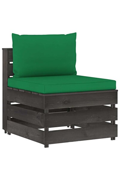 Concept Canapea de mijloc modulară cu perne, gri, lemn tratat