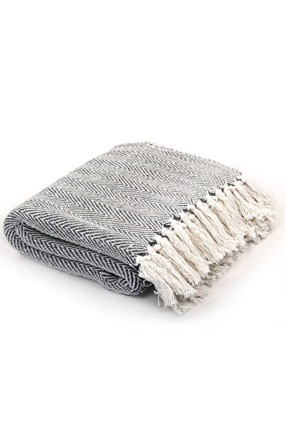 Concept Decorative Blanket with herringbone pattern, Cotton, 220 x 250 cm, na...