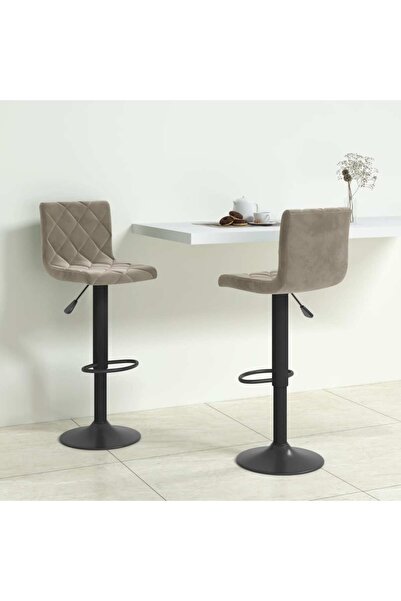 Concept Σκαμπό μπαρ, 2 τεμ., ανοιχτό γκρι, Βελούδο