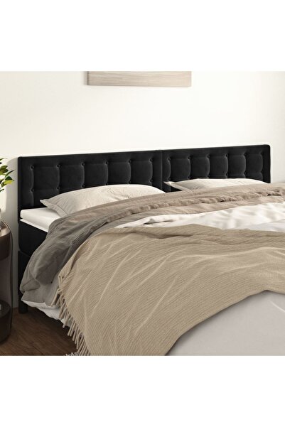 Concept Tăblii de pat, 2 buc, negru, 80x5x78/88 cm, catifea