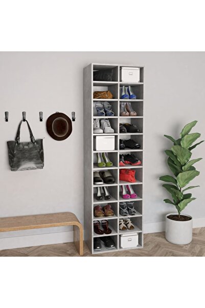 Concept Ράφι παπουτσιών, γκρι σκυροδέματος, 54x34x183 cm, μοριοσανίδα