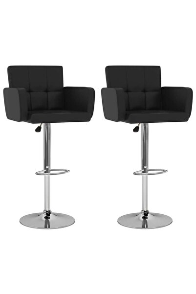 Concept Σκαμπό μπαρ, 2 τεμ., μαύρο, οικολογικό Δερμάτινο