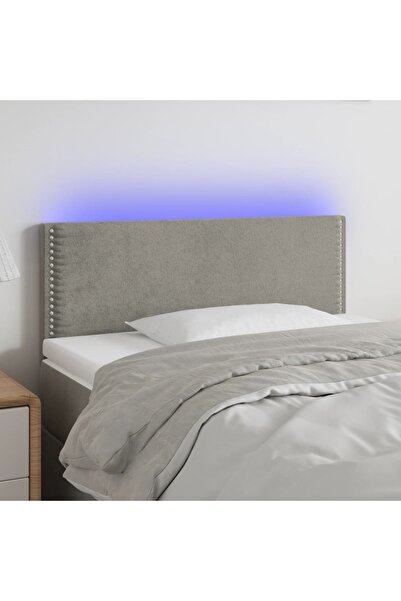 Concept Tăblie de pat cu LED, gri deschis, 100x5x78/88 cm, catifea