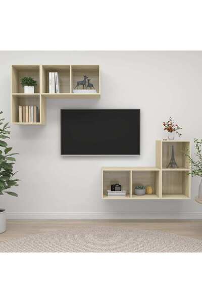 Concept Επιτοίχια ντουλάπια τηλεόρασης, 4 τεμ., δρυς sonoma, μοριοσανίδα