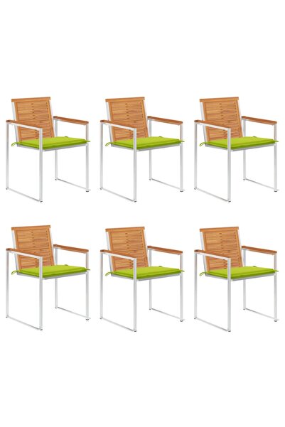 Concept Καρέκλες κήπου με μαξιλάρια, 6 τεμ., από μασίφ ξύλο ακακίας