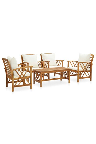 Concept Σετ επίπλων κήπου με μαξιλάρια, 5 τεμάχια, από μασίφ ξύλο ακακίας