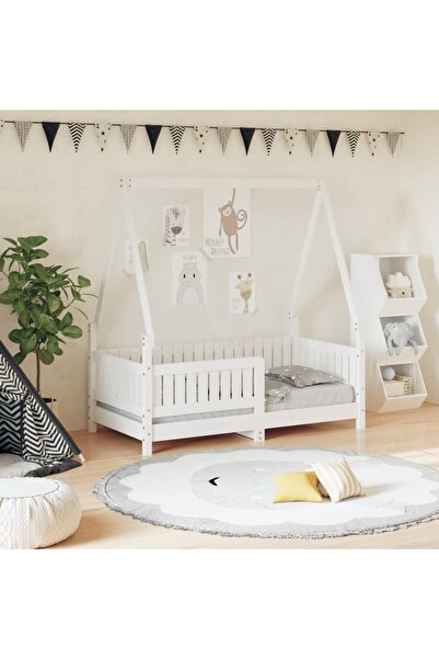 Concept Σκελετός παιδικού κρεβατιού, λευκό, 70x140 εκ., μασίφ ξύλο πεύκου