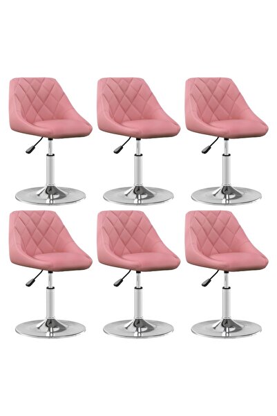 Concept Περιστρεφόμενες καρέκλες τραπεζαρίας, 6 τεμ., ροζ, Βελούδο