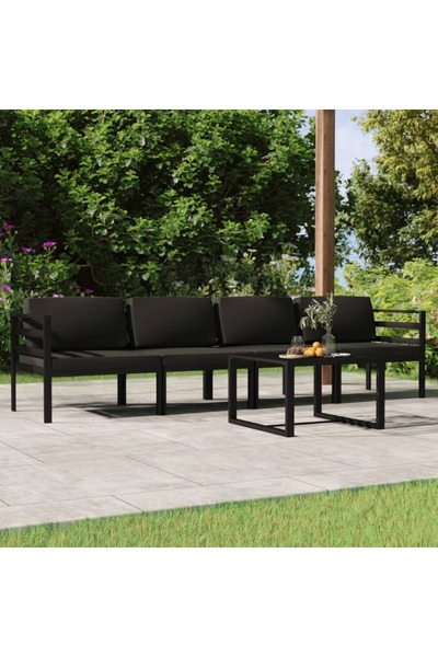 Concept Set mobilier de grădină cu perne, 5 piese, antracit, aluminiu