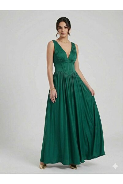 DORİDORCA Korse Detaylı Arkadan Bağlamalı Elbise 7091