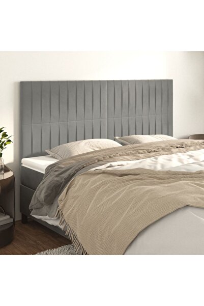 Concept Tăblii de pat, 4 buc, gri deschis, 90x5x78/88 cm, catifea