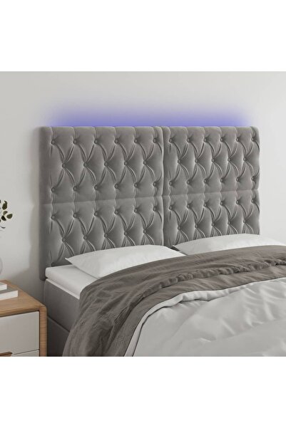 Concept Κεφαλάρι LED, ανοιχτό γκρι, 144x7x118/128 cm, Βελούδο