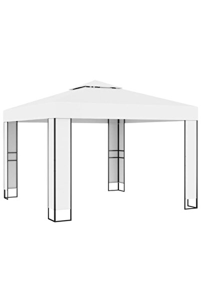 Concept Pavilion cu acoperiș dublu, alb, 3 x 3 m