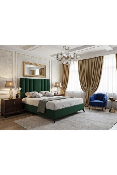MarketMob Deja Vu Bed 180x200 cm Velvet Green with Included Slatted Base