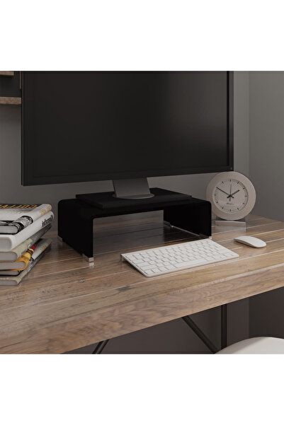 Concept Стойка за телевизор/монитор, стъкло, 40 x 25 x 11 см, черна