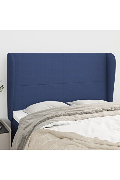 Concept Tăblie de pat cu aripioare, albastru, 147x23x118/128 cm, textil