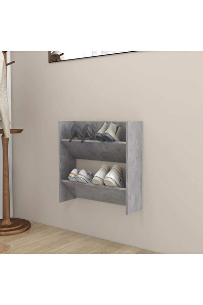 Concept Επιτοίχια παπουτσοθήκη, γκρι σκυροδέματος, 60x18x60 cm, μοριοσανίδα
