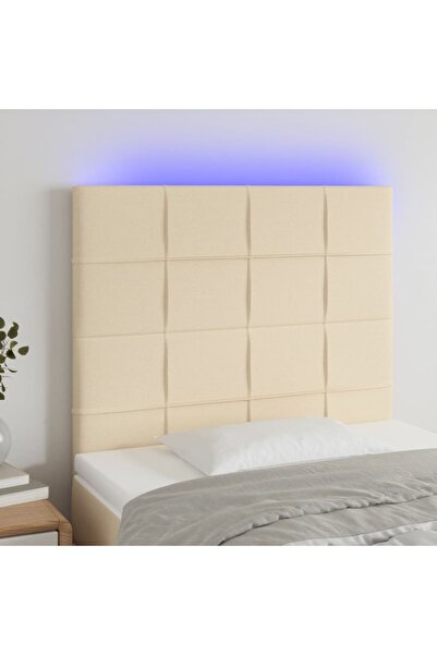Concept Tăblie de pat cu LED, crem, 90x5x118/128 cm, textil