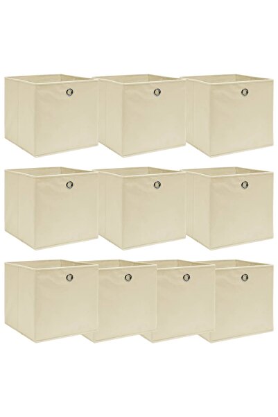 Concept Κουτιά αποθήκευσης, 10 τεμ., κρεμ, 32x32x32 cm, ύφασμα