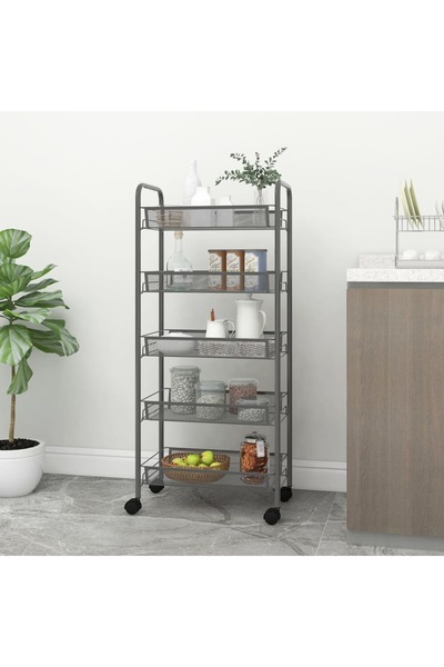 Concept Τροχήλατο τρόλεϊ κουζίνας, 5 επίπεδα, γκρι, 46x26x105 cm, σιδερένιο