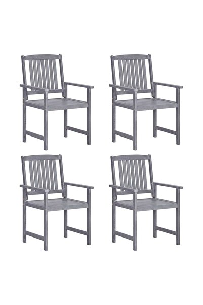 Concept Καρέκλες σκηνοθέτη, 4 τεμ., γκρι, μασίφ ξύλο ακακίας