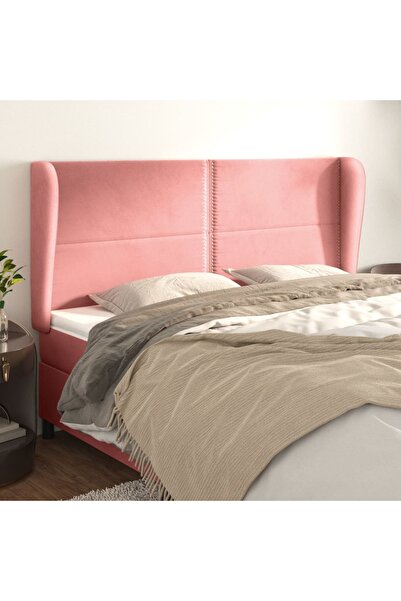 Concept Tăblie de pat cu aripioare, roz, 203x23x118/128 cm, catifea