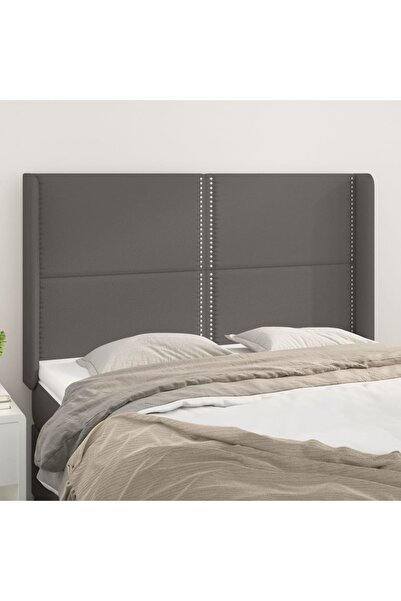 Concept Tăblie de pat cu aripioare gri 147x16x118/128 cm piele