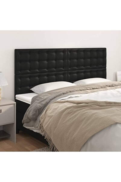 Concept Κομοδίνα, 4 τεμ., μαύρα, 100x5x78/88 cm, οικολογικό Δερμάτινο