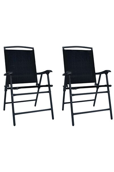Concept Πτυσσόμενες καρέκλες κήπου, 2 τεμάχια, μαύρες, textilene