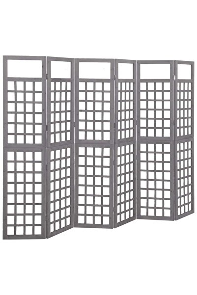Concept Separator cameră cu 6 panouri gri 242,5x180 cm nuiele lemn brad