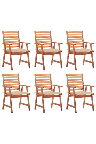 Concept Καρέκλες εξωτερικού χώρου με μαξιλάρια, 6 τεμ., από μασίφ ξύλο ακακίας