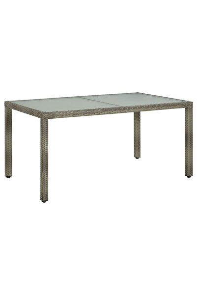 Concept Masă de grădină, gri, 150x90x75 cm, sticlă securizată/poliratan