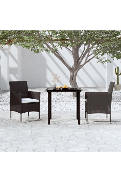 Concept Σετ επίπλων κήπου, με μαξιλάρια, 3 τεμάχια, μαύρο