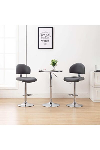 Concept Σκαμπό μπαρ, 2 τεμ., γκρι, οικολογικό Δερμάτινο