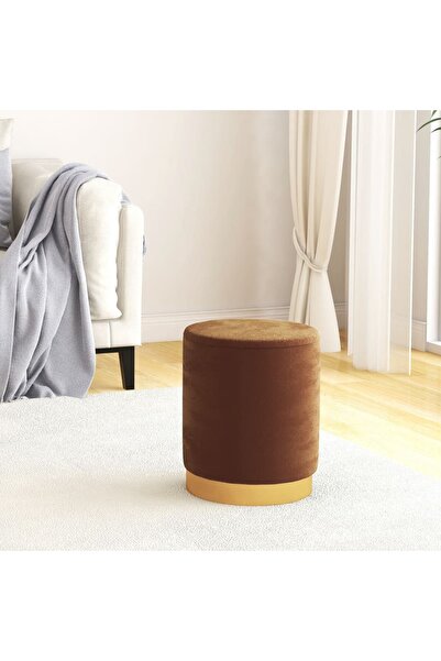 Concept Taburet depozitare rotund, maro, catifea