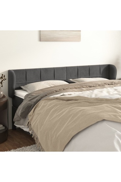 Concept Tăblie de pat cu aripioare gri închis 163x23x78/88 cm catifea