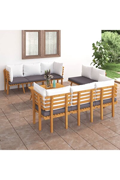 Concept Σετ επίπλων κήπου με μαξιλάρια, 8 τεμάχια, από μασίφ ξύλο ακακίας
